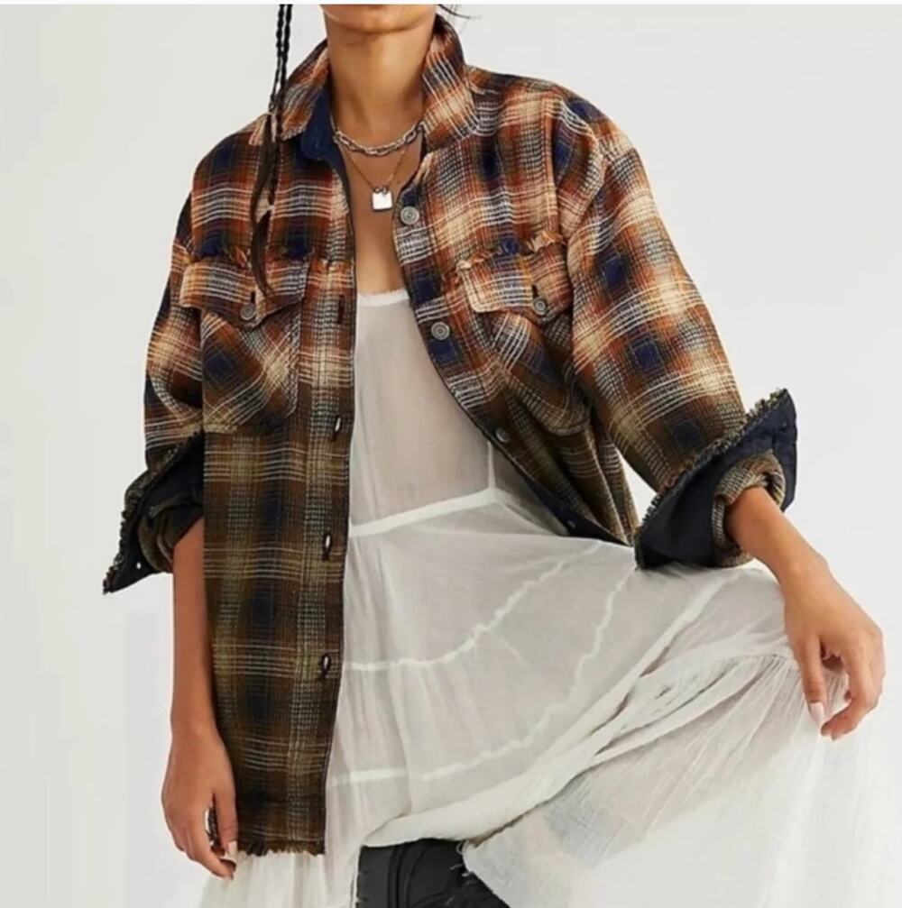 free people anneli plaid ombre shirt jacket